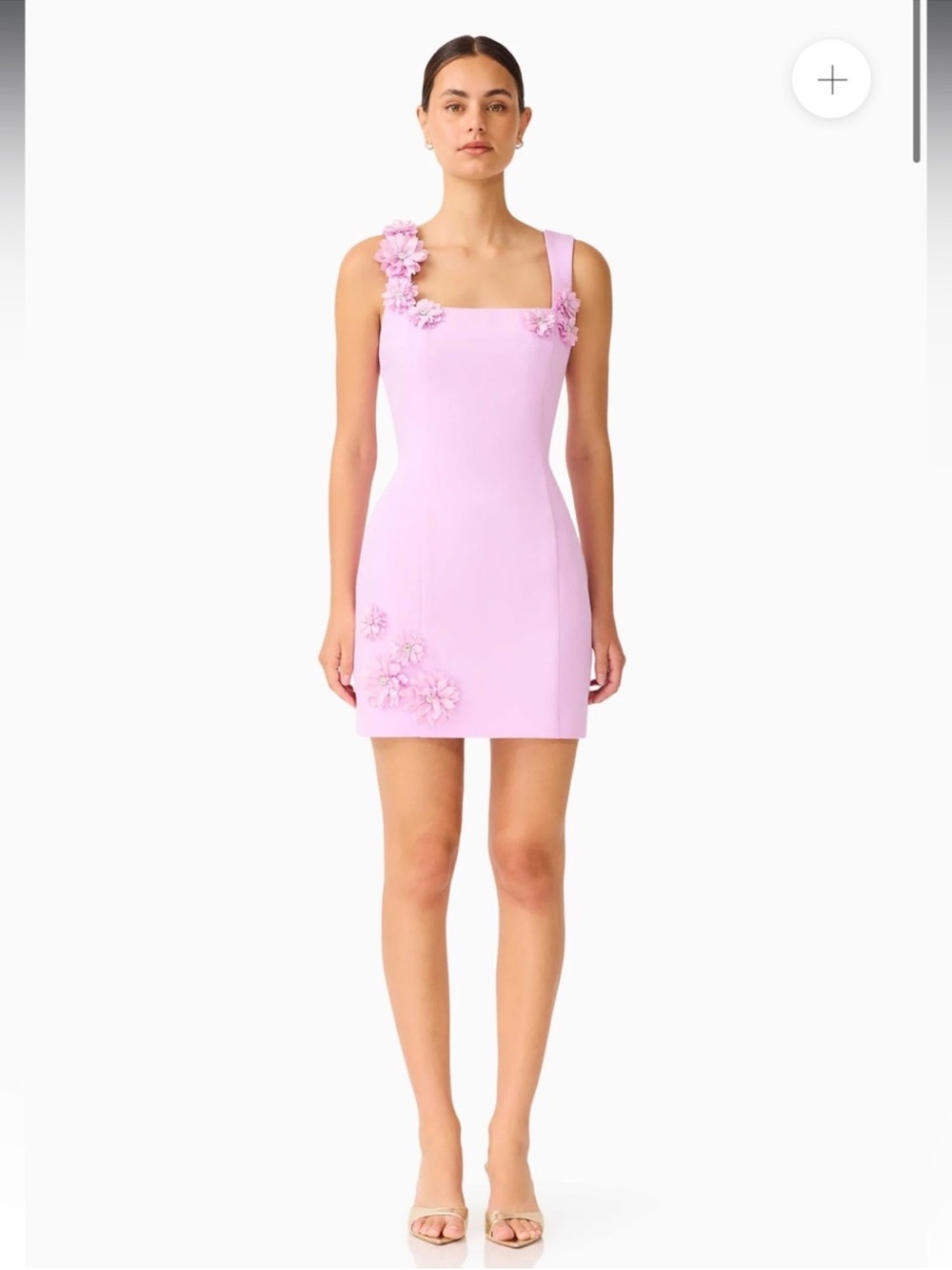 elliatt trompe purple 3d floral embellished square neck mini dress small NEW